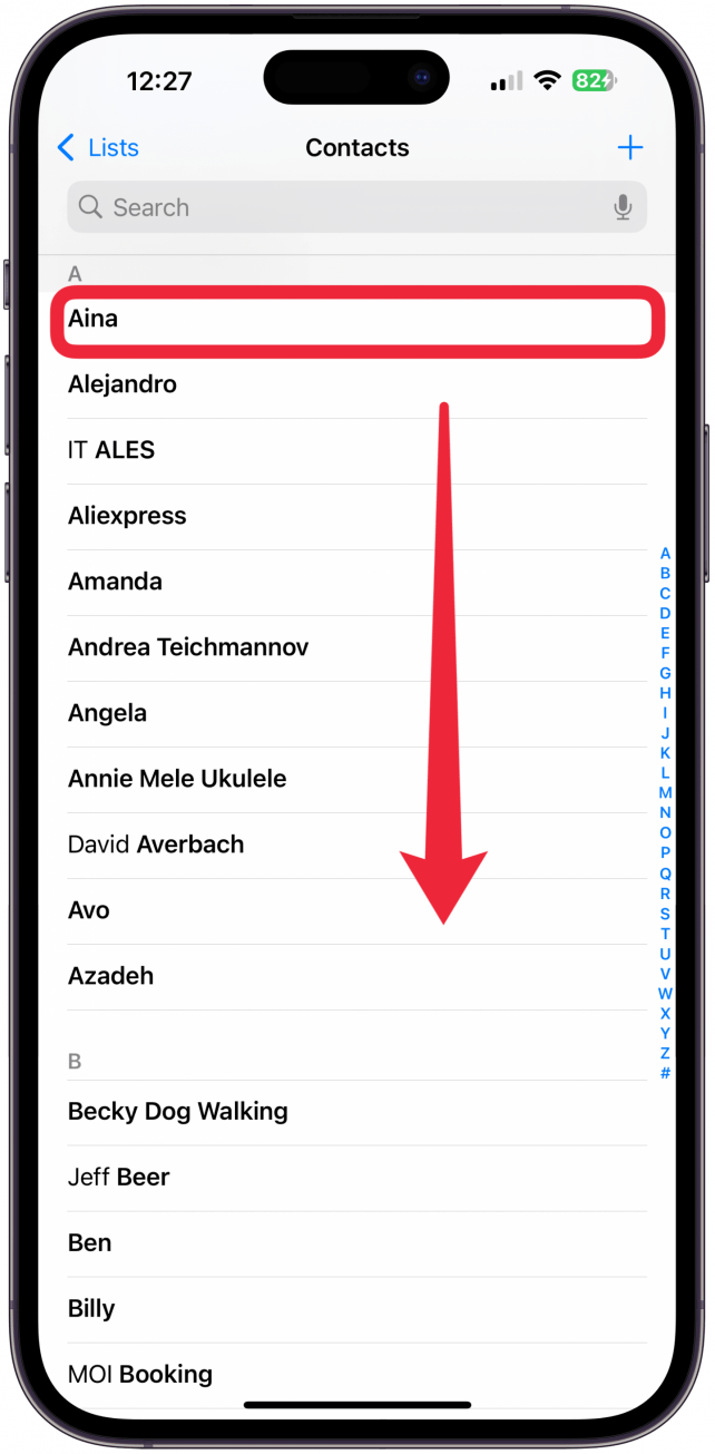 Using two fingers, tap and hold the contact you wish to delete. While keeping your two fingers on your screen, drag up or down to select the group of consecutive contacts you wish to delete.