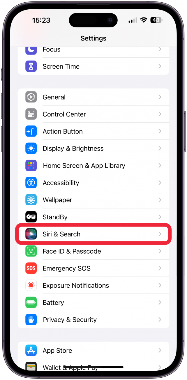 Select Siri & Search.