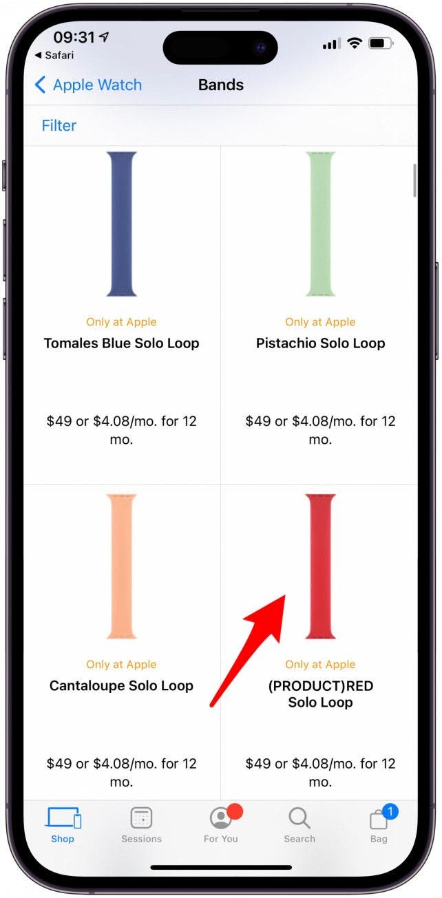 Select the band you want to purchase - iwatch band size chart