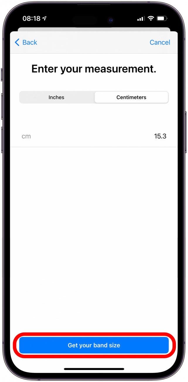 Tap Get your band size.