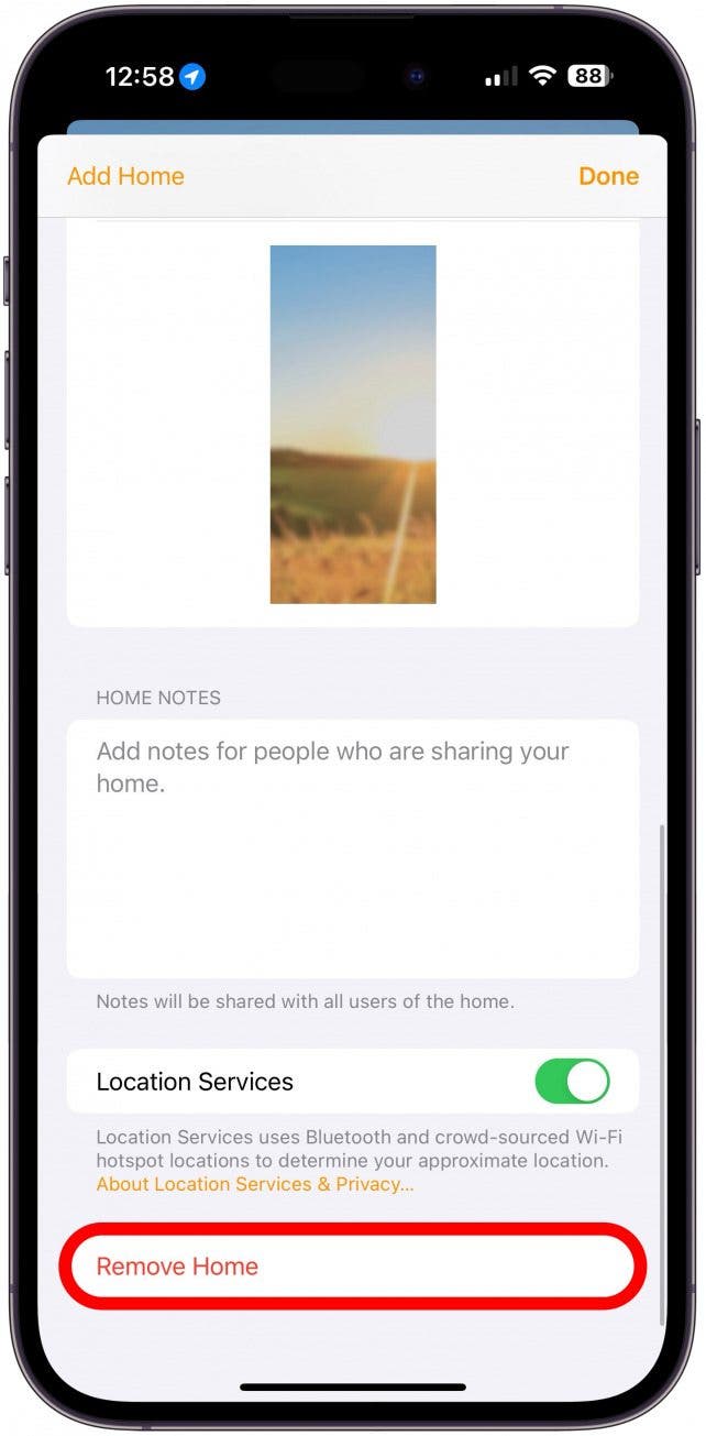 Scroll to the bottom, and if you are 100% sure you want to clear all your Home data, tap Remove Home.