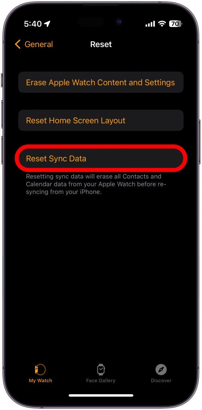 Reset sync data 2025 on apple watch