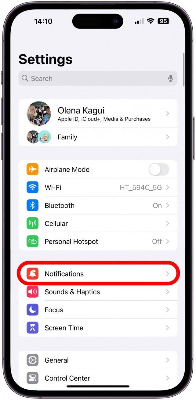 Tap Notifications.