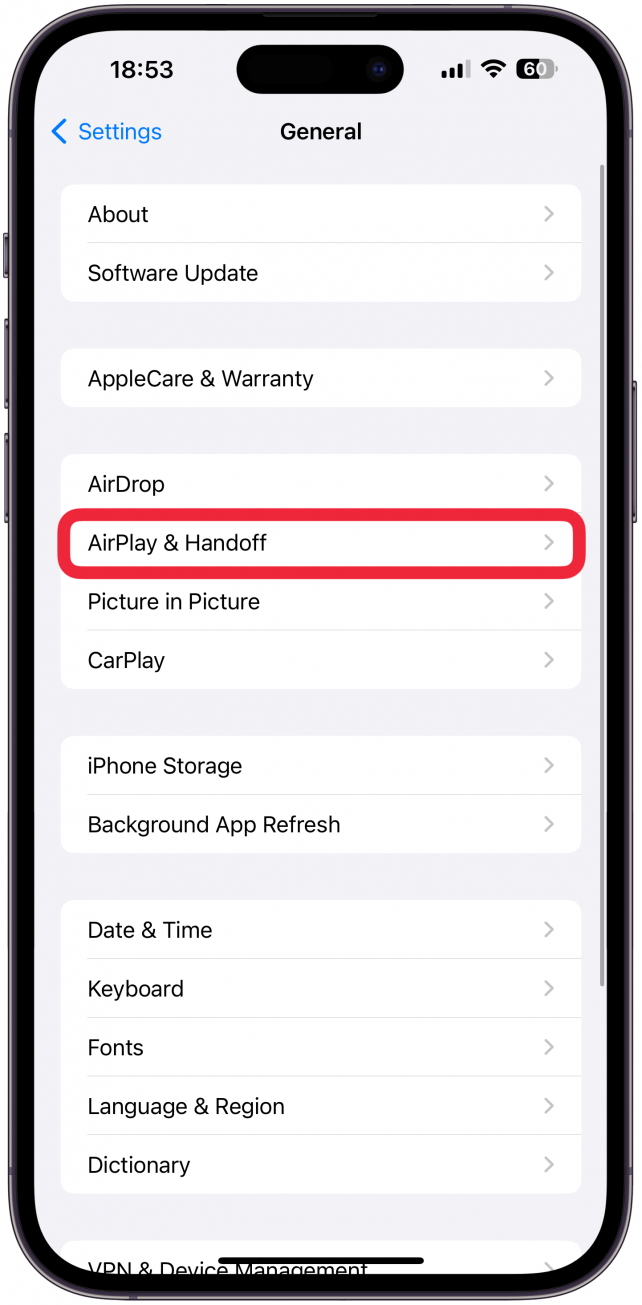 Select AirPlay & Handoff.