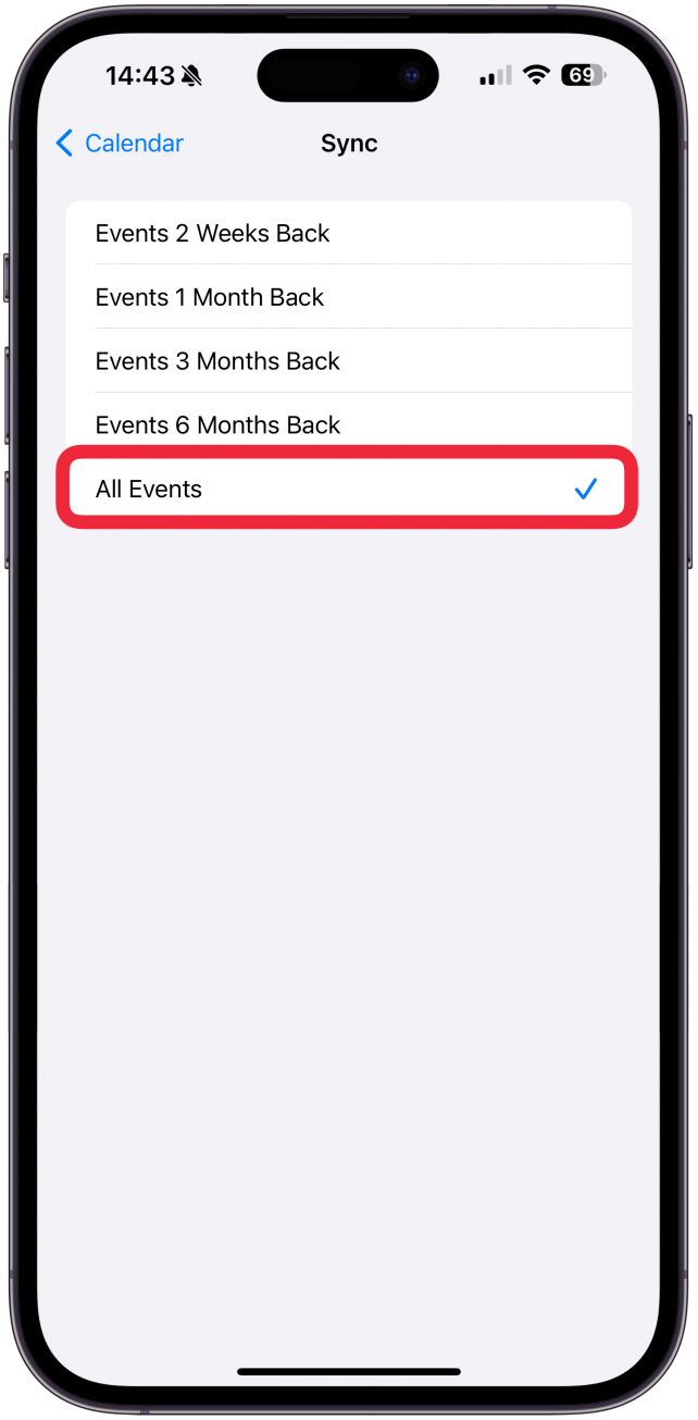 Select All Events.