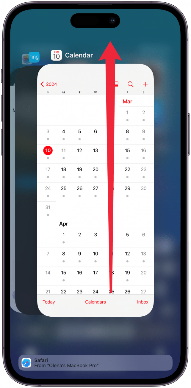 2. Force quit the Calendar app, then re-open it.