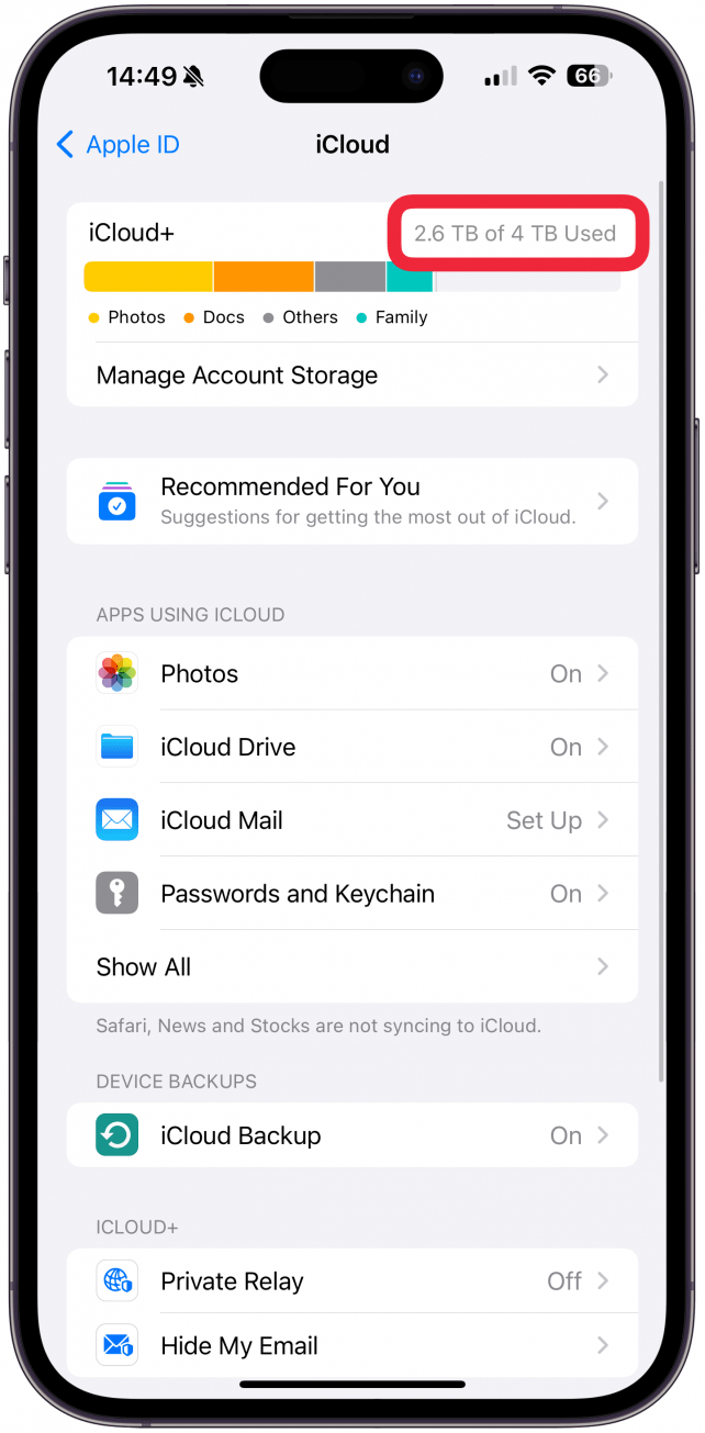 Check your iCloud storage.