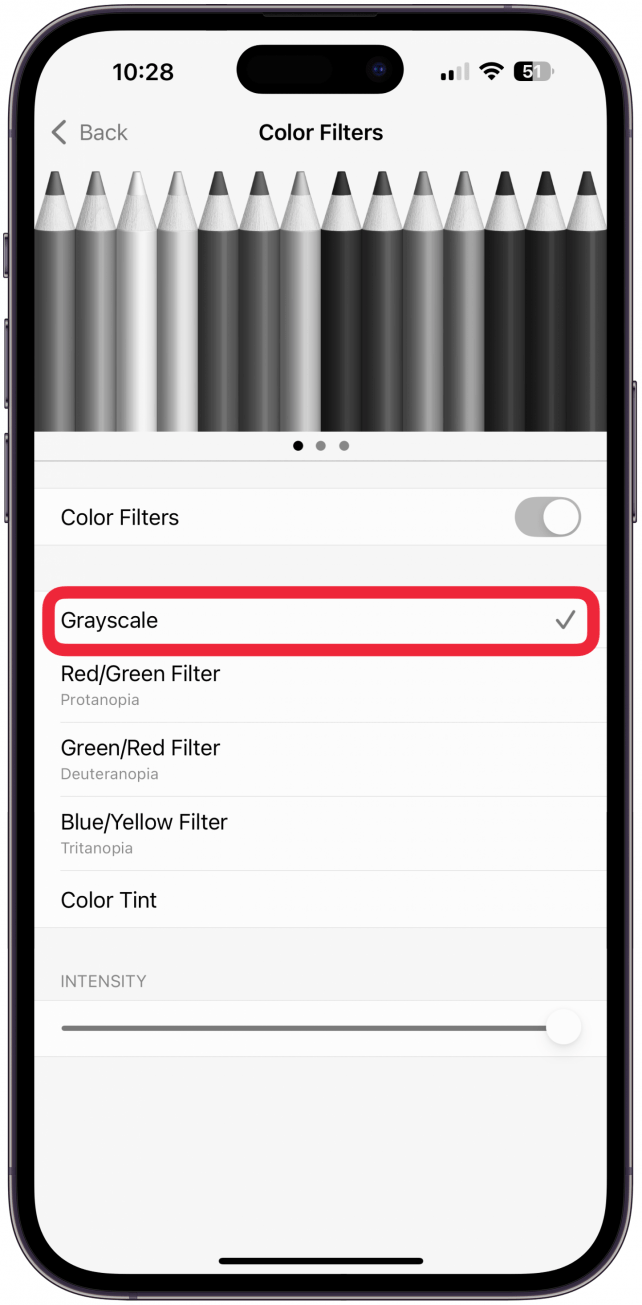 By default, Grayscale will be selected, but there are other color options you can try out.