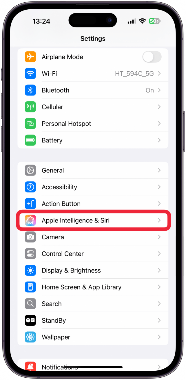 Tap Apple Intelligence & Siri.