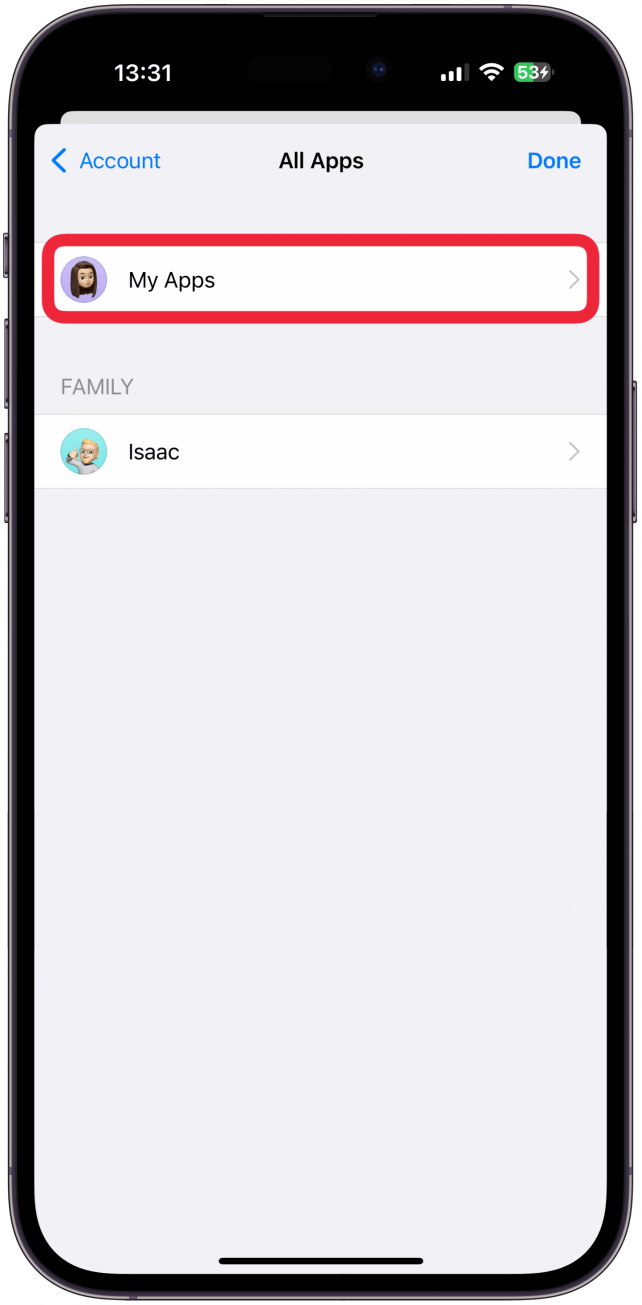 If you're using Family Sharing, tap My Apps. If not, skip to the next step.