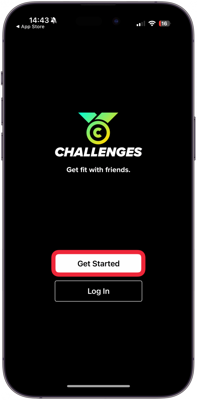 Tap Get Started to create a new account, or Log In if you already have one.