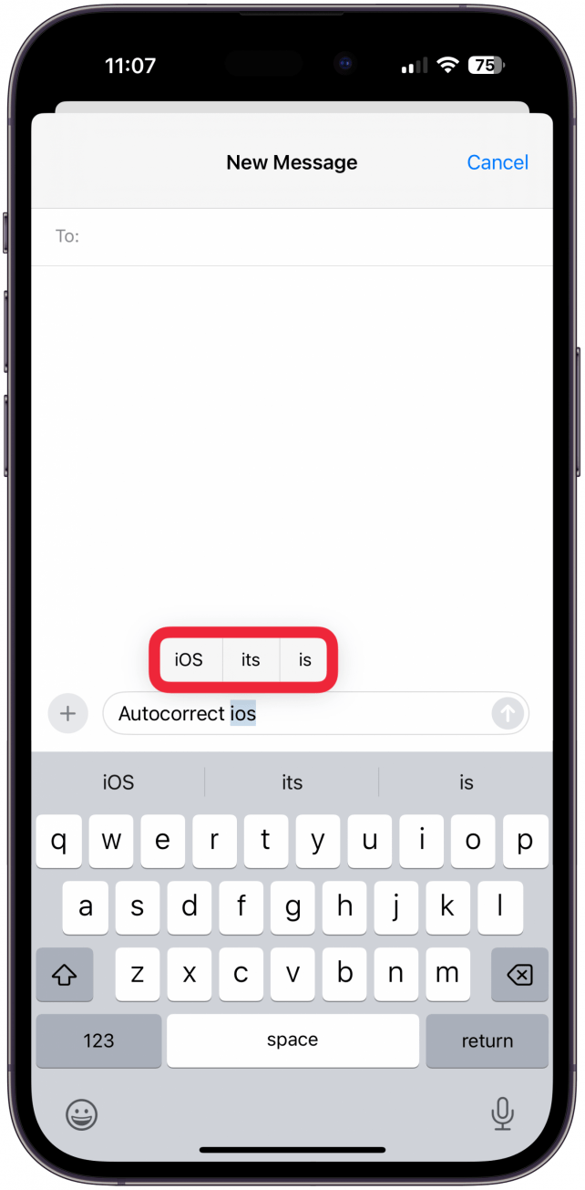 Tap either the word you originally typed or choose from other suggestions.