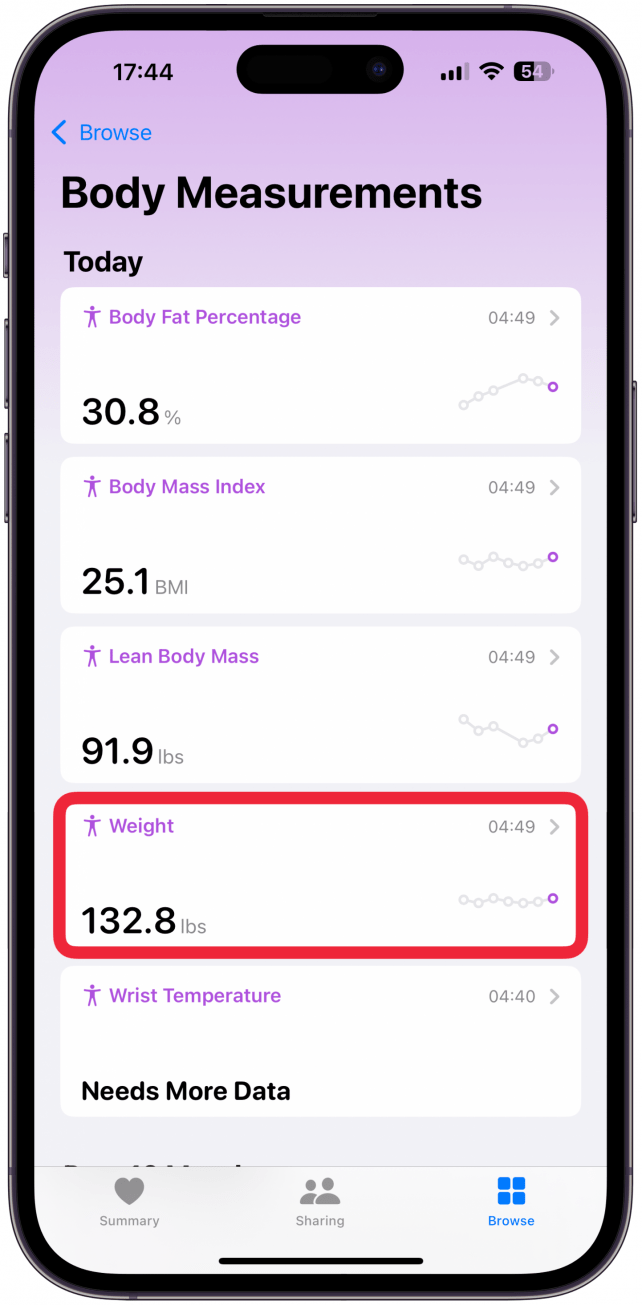 If you've gained or lost weight, or grown taller, the number of calories you burn each day will change, so scroll down until you see Height or Weight and tap the category that needs to be updated.