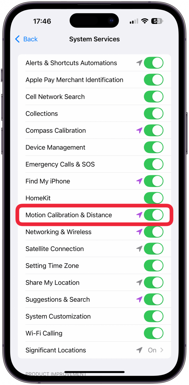 Make sure Motion Calibration & Distance is toggled on (green).