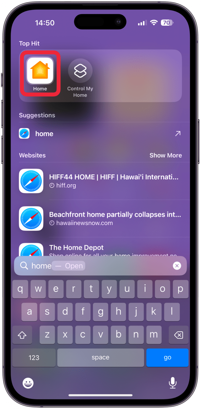 Open the Home app on your iPhone.