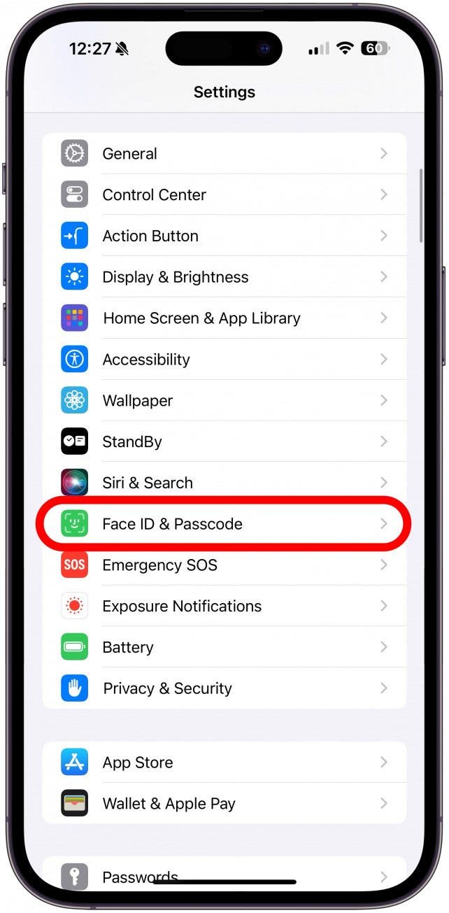 Tap Face ID & Passcode.