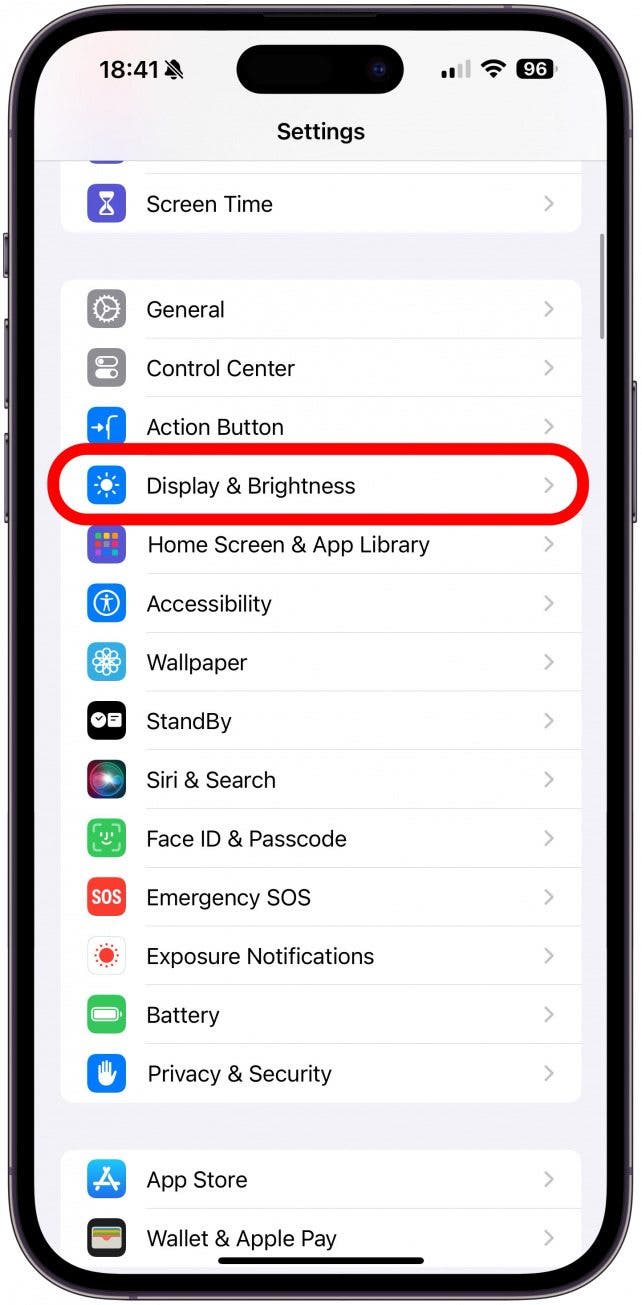 Tap Display & Brightness.