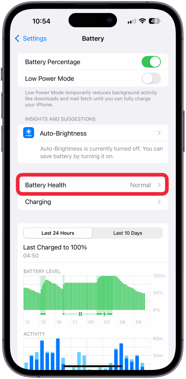 Tap Battery Health.