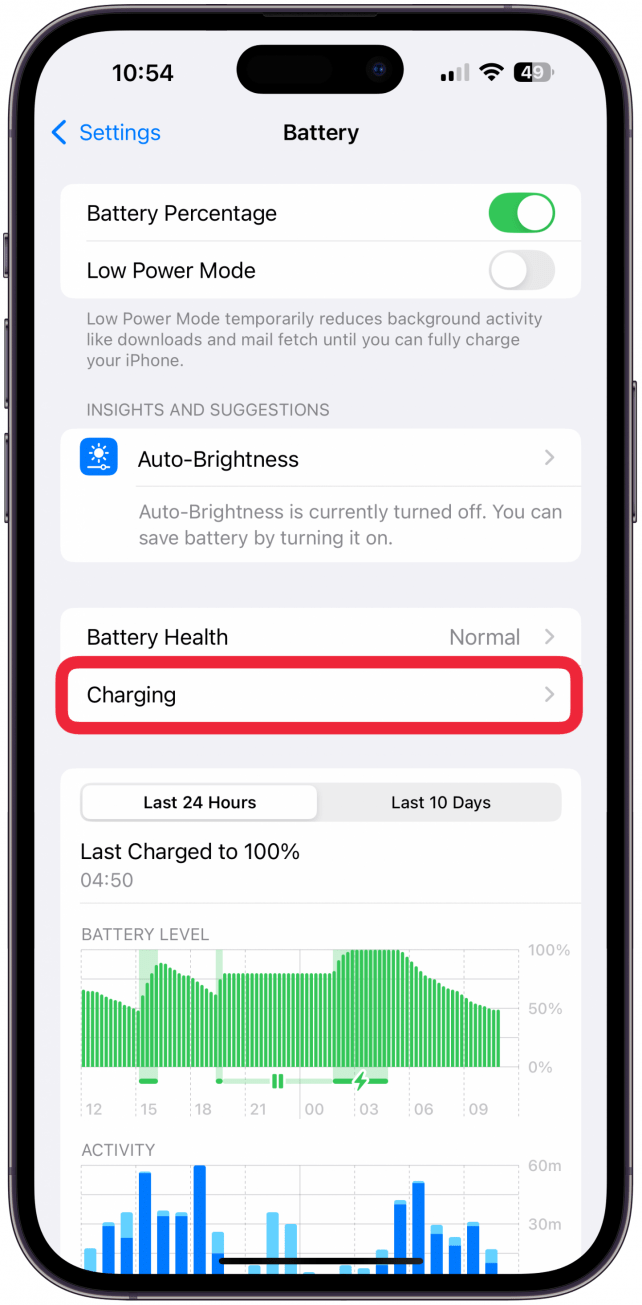 Here you can check on your iPhone battery health and capacity.