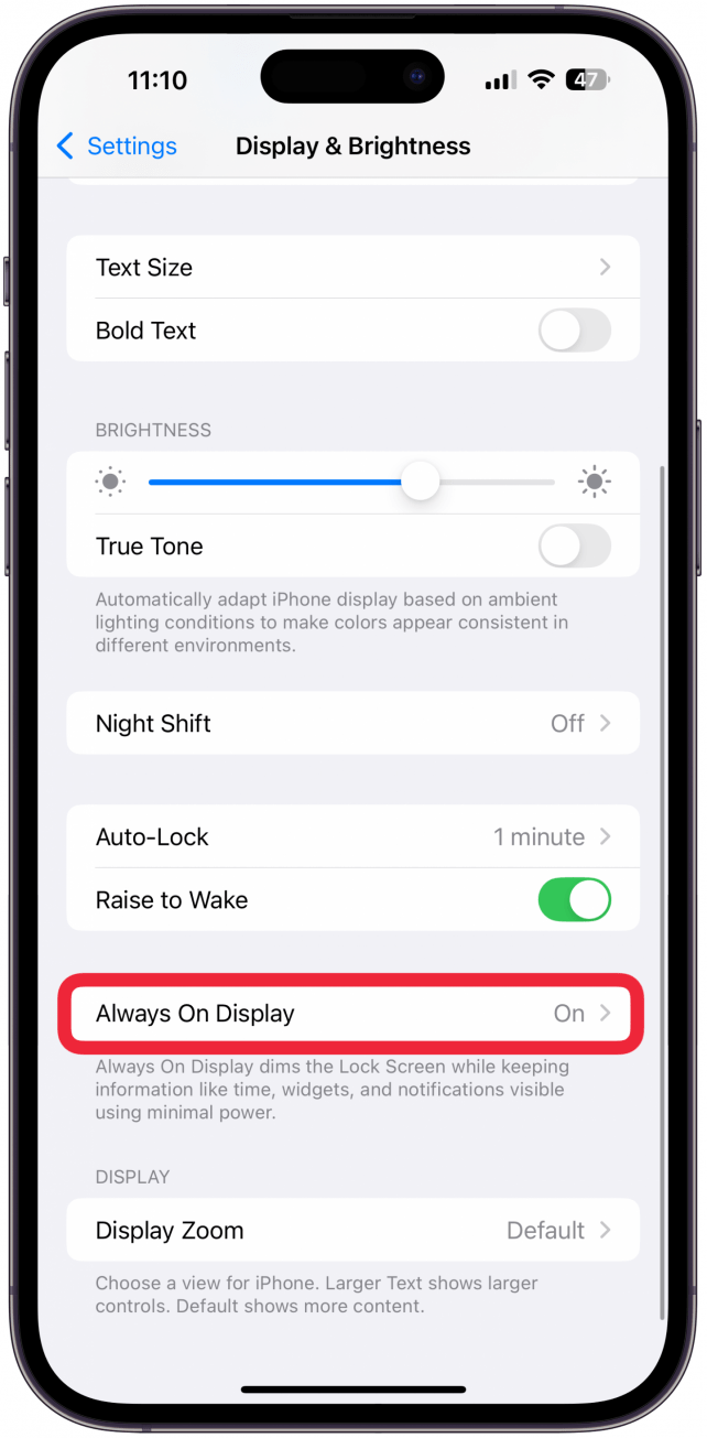 Open the Settings app and tap Display & Brightness. 