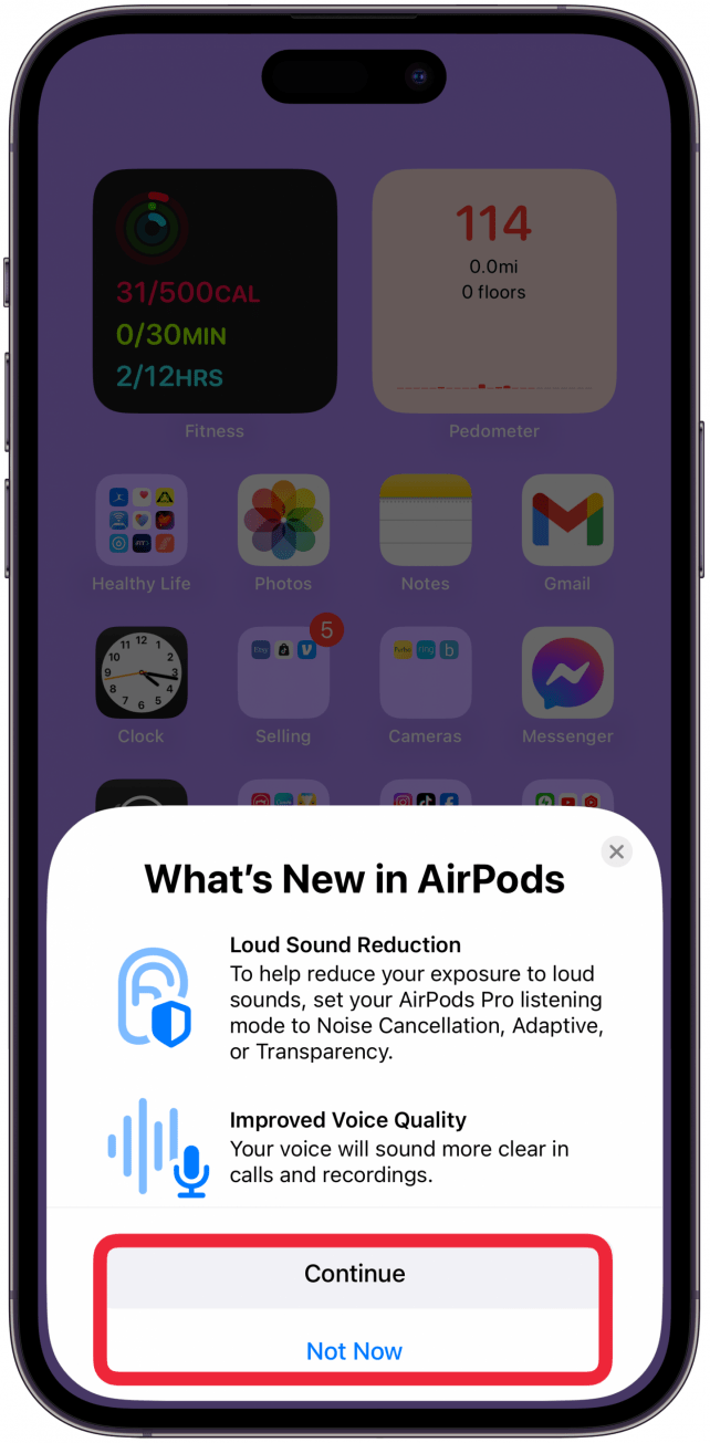 If the AirPods have new features, you may see notifications explaining what they are and how to use them, just follow the on screen directions to enable or disable the features.