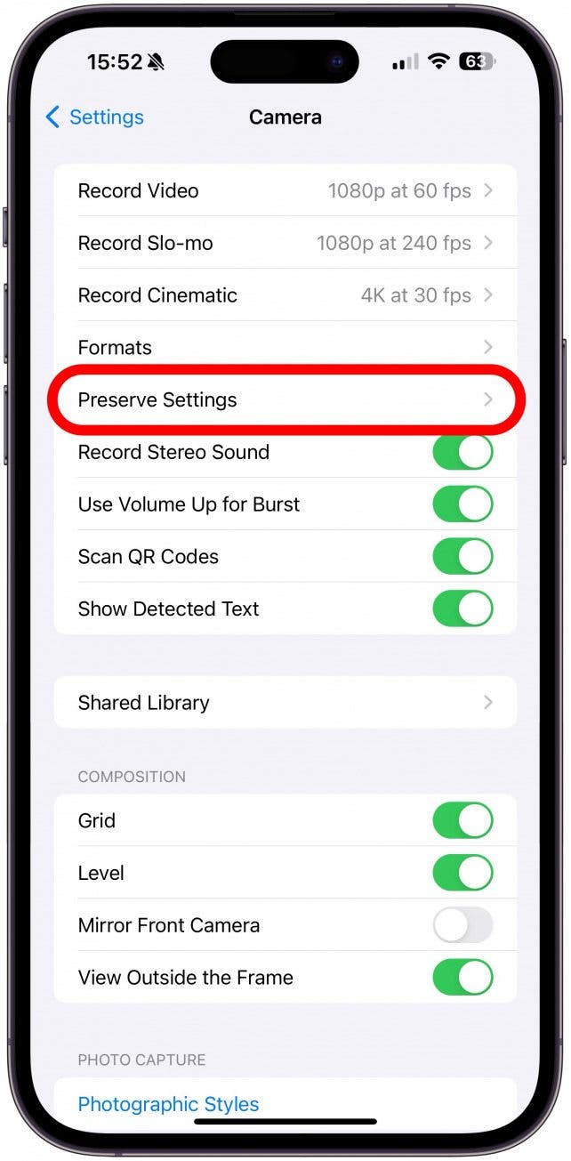 Next, tap Preserve Settings.