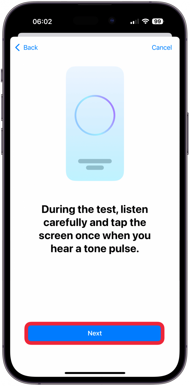 You will be given instructions on tapping correctly, tap Next.