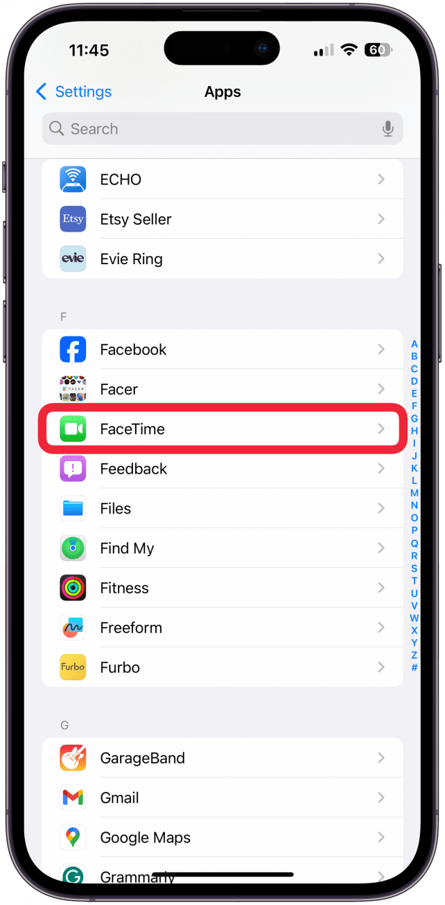 Select FaceTime.