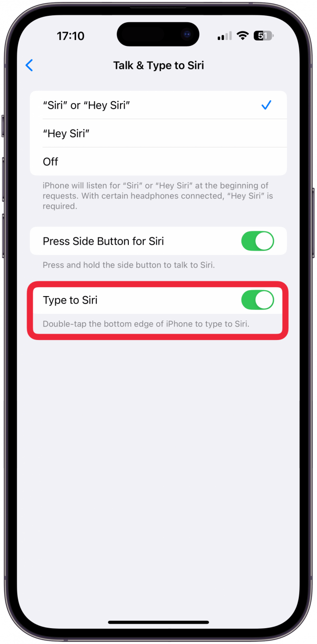 Turn Off the New Type to Siri Button.