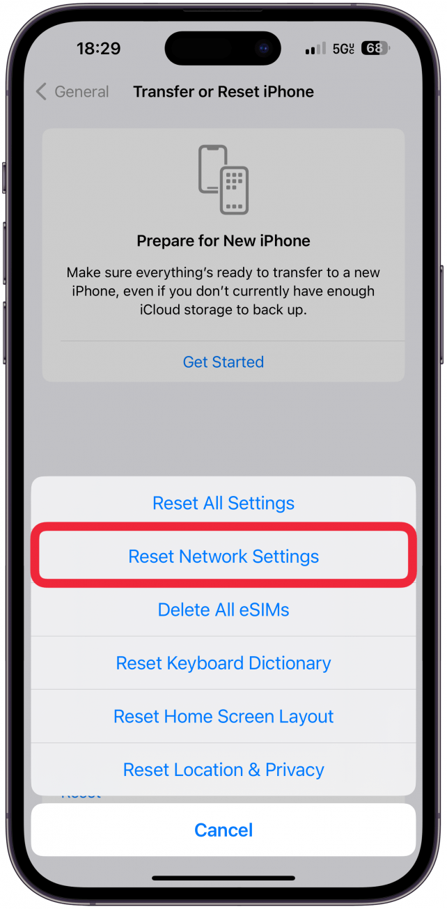 Finally, reset your network settings