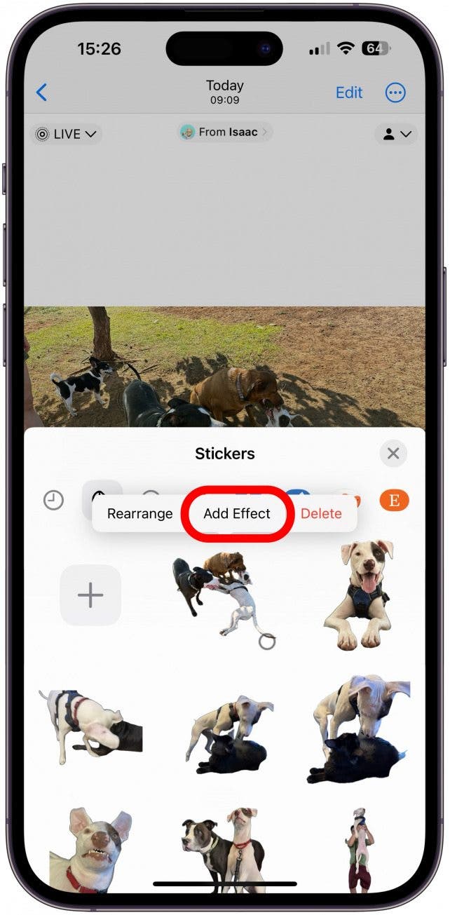 The sticker will be added to your sticker drawer, and you will see the option to Add Effect; tap it.