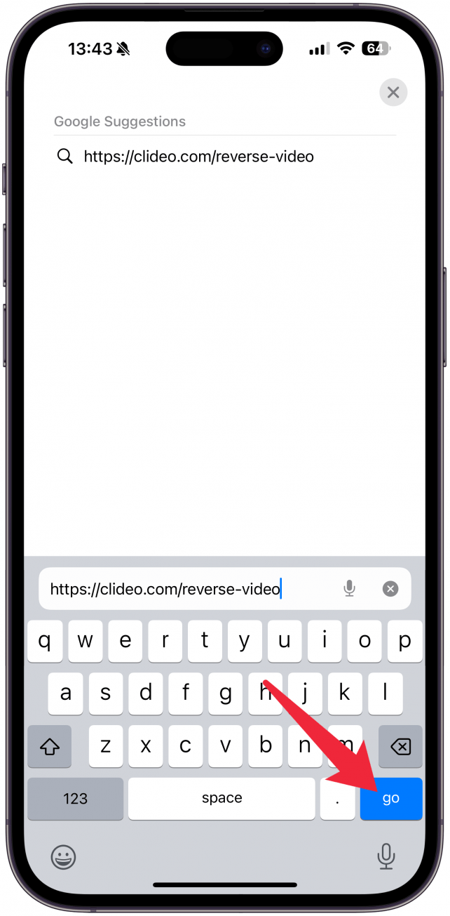 Open https://clideo.com/reverse-video on your iPhone in your preferred browser.