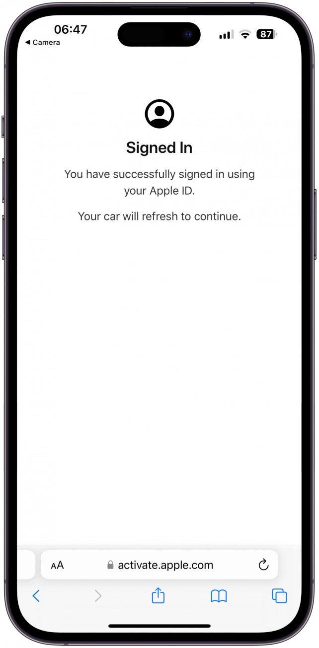 You’ll get a sign-in confirmation screen on your iPhone.