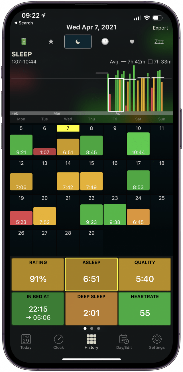 AutoSleep app for sleep tracking.