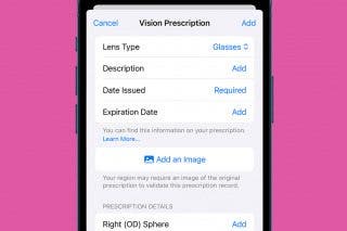 Image for Add Your Vision Prescription to the Health App