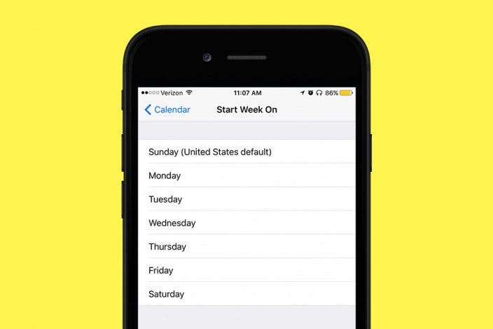 How to Change What Day Your Week Starts in the Calendar App on iPhone