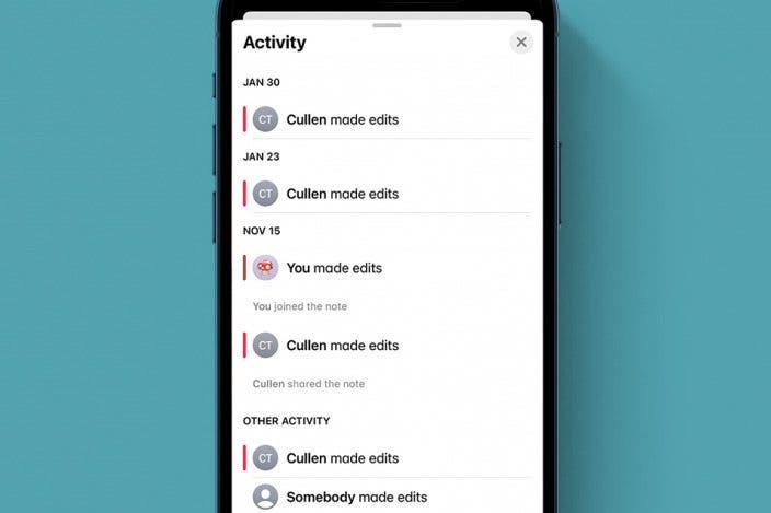 View Edit History on Shared Notes