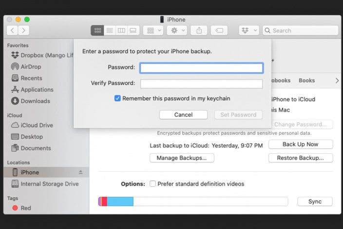 How to Encrypt Your iPhone Backup in Finder or iTunes on a Mac