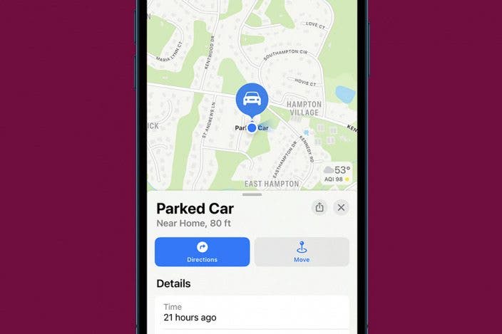 Find Parked Car Location on iPhone with Apple Maps