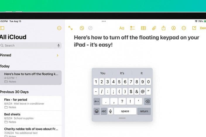 How to Turn Off the Floating Keyboard on Your iPad