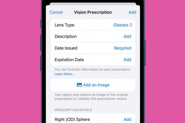 Add Your Vision Prescription to the Health App