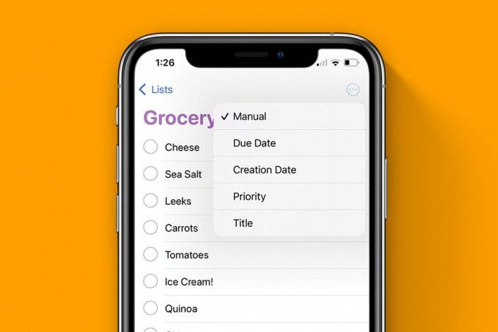 How to Sort Lists in the Reminders App with iOS 14.5