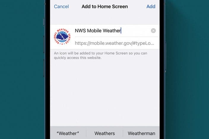 Add Weather.Gov as an App on Your Home Screen