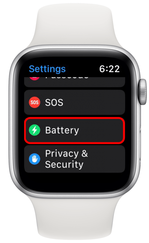 Scroll down and tap Battery.