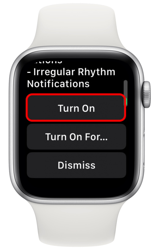 Scroll down and tap Turn On to turn it on.