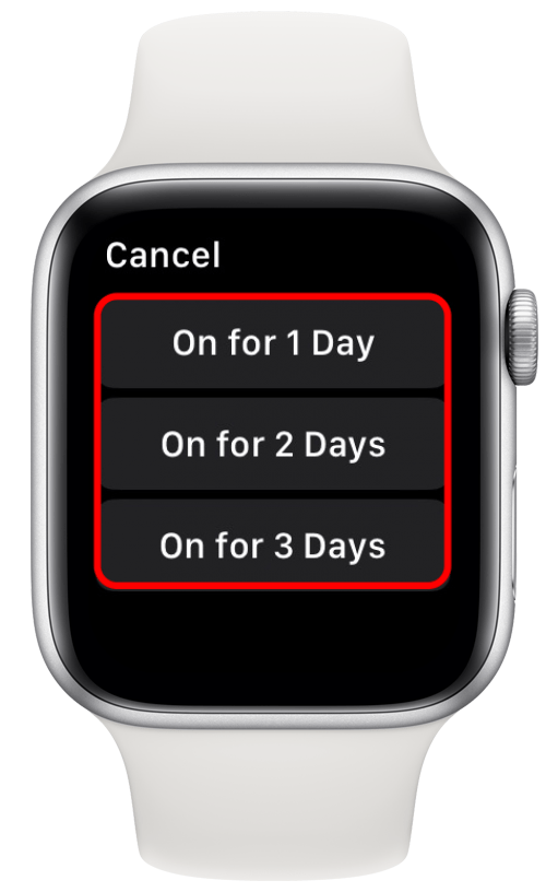 Select whether to keep Low Power Mode on for 1, 2, or 3 days, whether your device is charged to 80% or not.