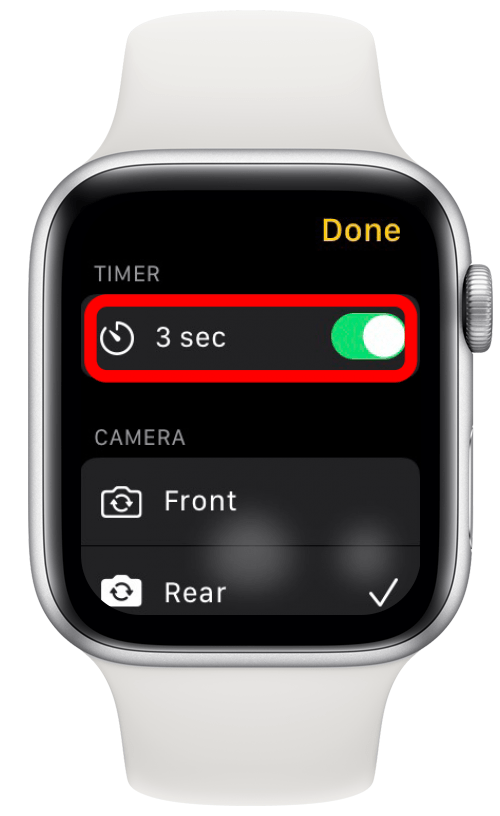 Use the toggle to disable the three-second timer.