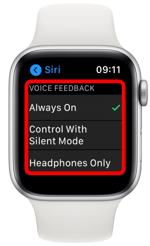 Under Voice Feedback, you can choose if you want Siri always to be on, control with silent mode, or headphones only. 