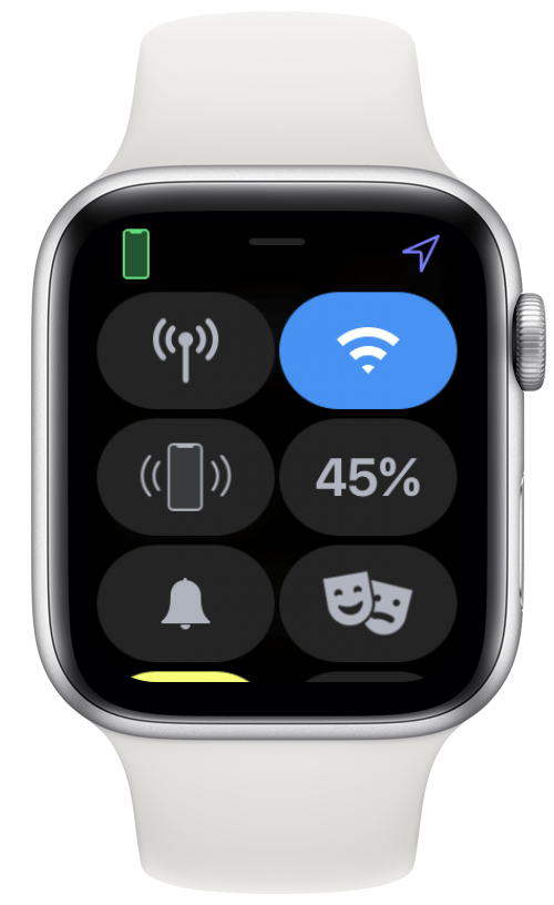 Swiping up from the watch face shows you the Control Center.