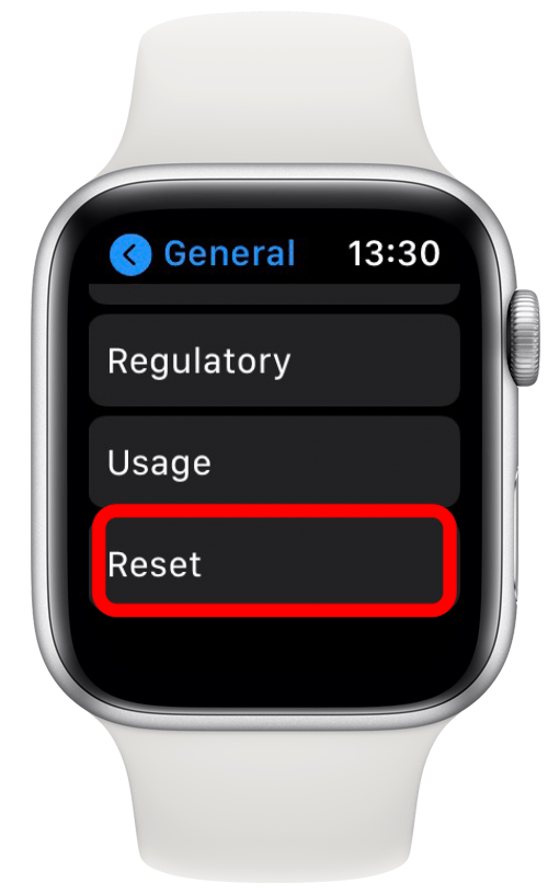 Scroll down and tap Reset on Apple Watch